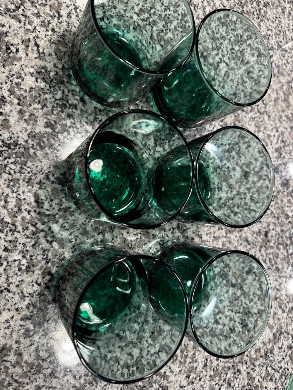 Set of 6 Emerald Green Glass Tumblers - Home Dining Drinkware